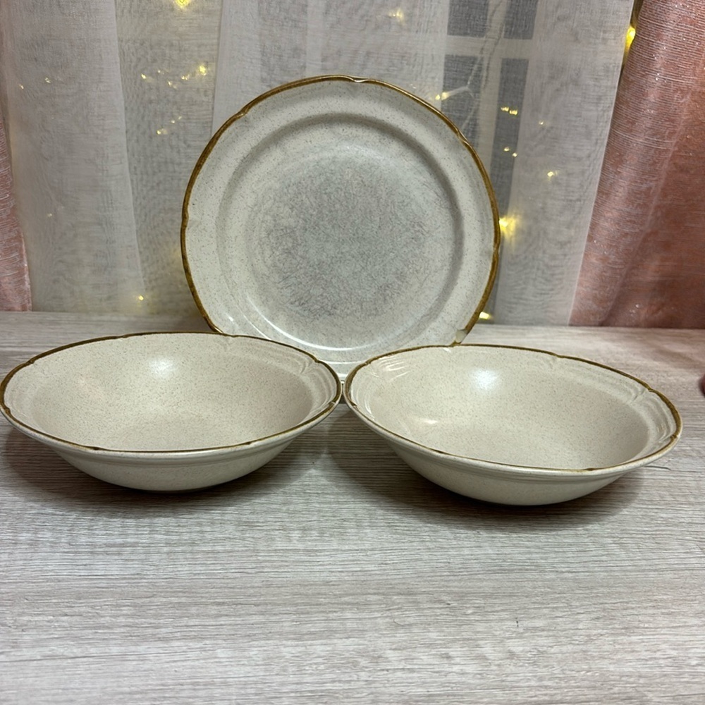 Mid Century Hearthside Stoneware Baroque Summer Sun Dishes